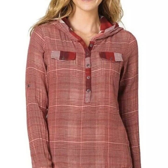 Prana Anja Hooded two toned plaid Flannel size small - Picture 2 of 8